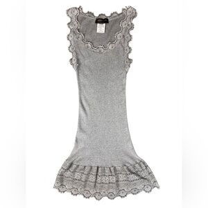 Rosemunde Copenhagen Benita Silk Blend Lacy Long Tank Top Women's XL Layering